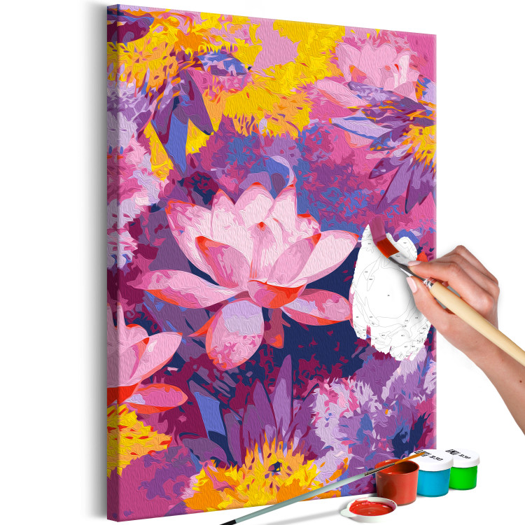 Paint by Number Kit Water Lily - Blooming Flowers of Pink, Purple and Yellow Colors 146194 additionalImage 6