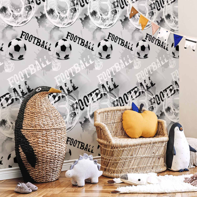 Wallpaper For a Sports Lover - Graphics and Inscriptions with a Football - Black and White 146294 additionalImage 9