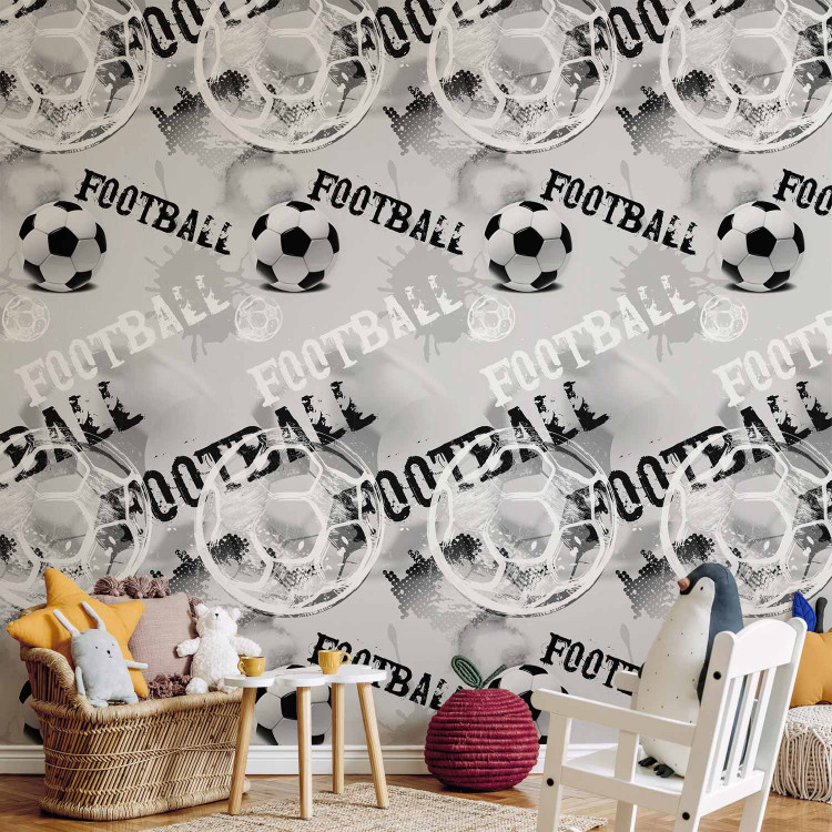 Wallpaper For a Sports Lover - Graphics and Inscriptions with a Football - Black and White 146294 additionalImage 5