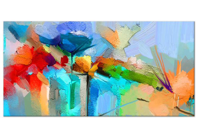 Canvas Print Colorful Garden (1-piece) - abstract painted flowers with texture 148894
