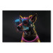 Canvas Art Print AI Dog - Pink Cyber Animal With Neon Glasses - Horizontal 150194 additionalThumb 7