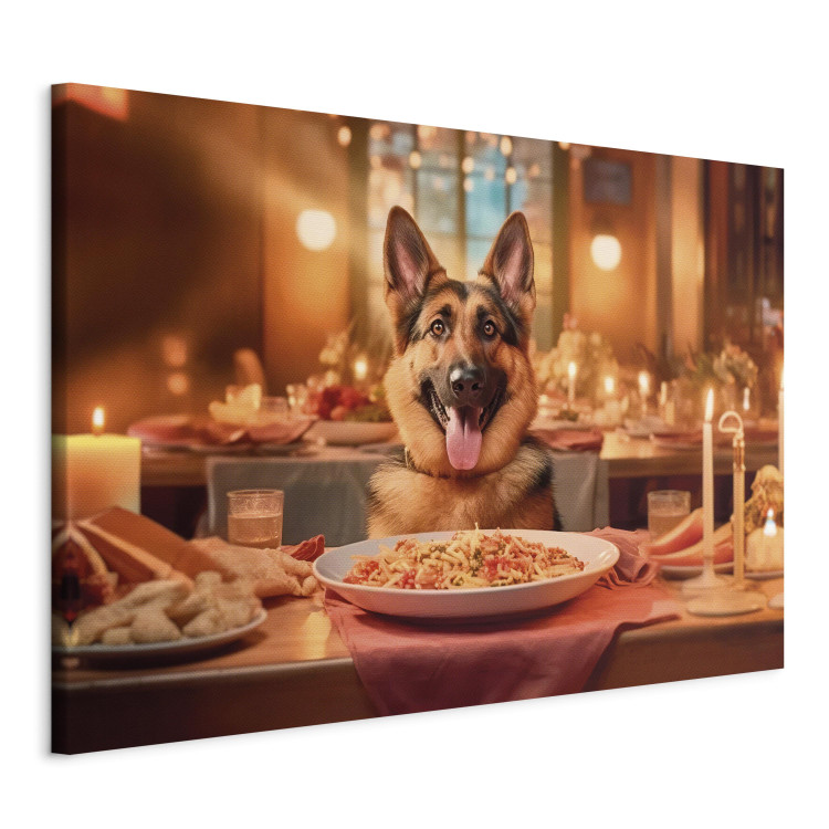 Canvas AI Dog German Shepherd - Animal at Dinner in Restaurant - Horizontal 150294 additionalImage 2