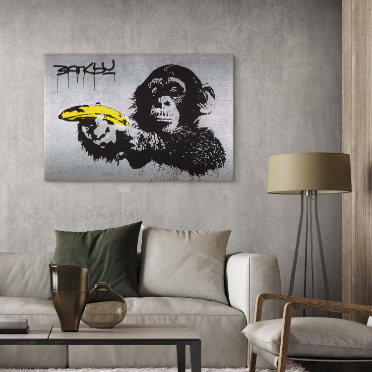 Canvas Print Stop or the monkey will shoot! (Banksy) 150994 additionalImage 3
