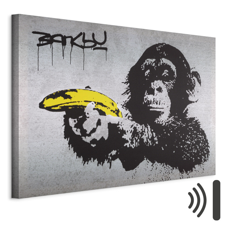 Canvas Print Stop or the monkey will shoot! (Banksy) 150994 additionalImage 8