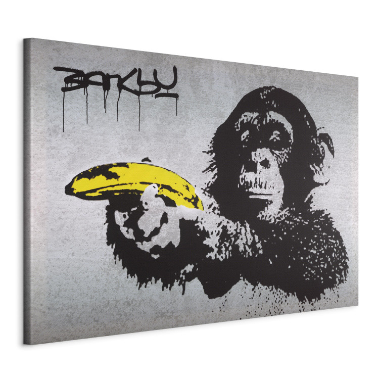 Canvas Print Stop or the monkey will shoot! (Banksy) 150994 additionalImage 2