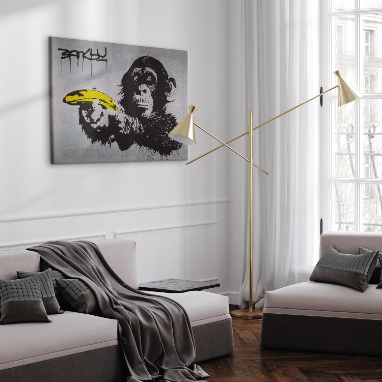 Canvas Print Stop or the monkey will shoot! (Banksy) 150994 additionalImage 10
