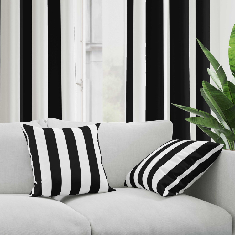 Decorative Microfiber Pillow Zebra - Minimalist Composition of Black and White Stripes 151294 additionalImage 2