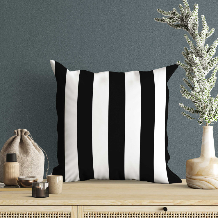 Decorative Microfiber Pillow Zebra - Minimalist Composition of Black and White Stripes 151294 additionalImage 4