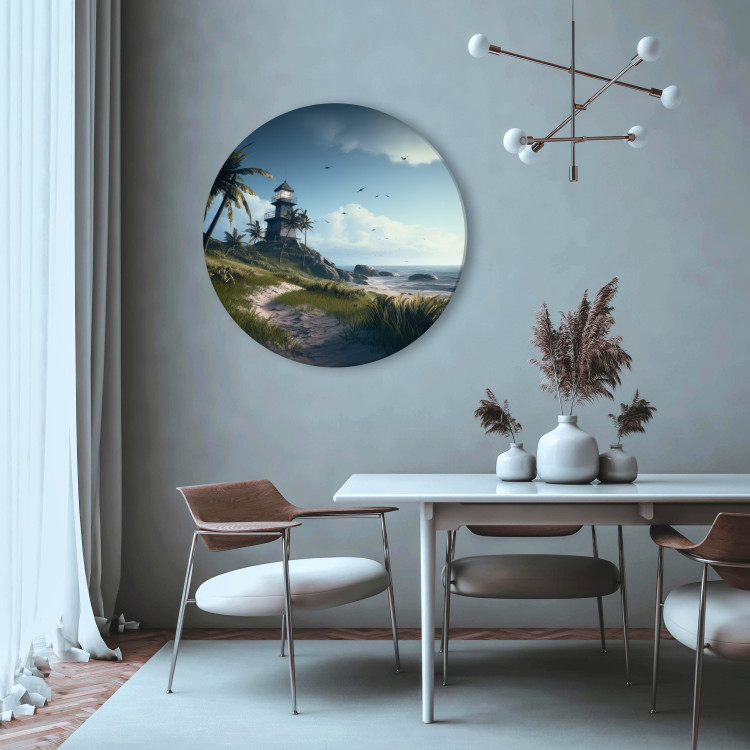 Round Canvas Safe Shore - Tropical Landscape With Lighthouse and Beach 151594 additionalImage 2