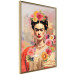 Wall Poster Subtle Portrait - Frida Kahlo on a Blurred Background Full of Flowers 152194 additionalThumb 6