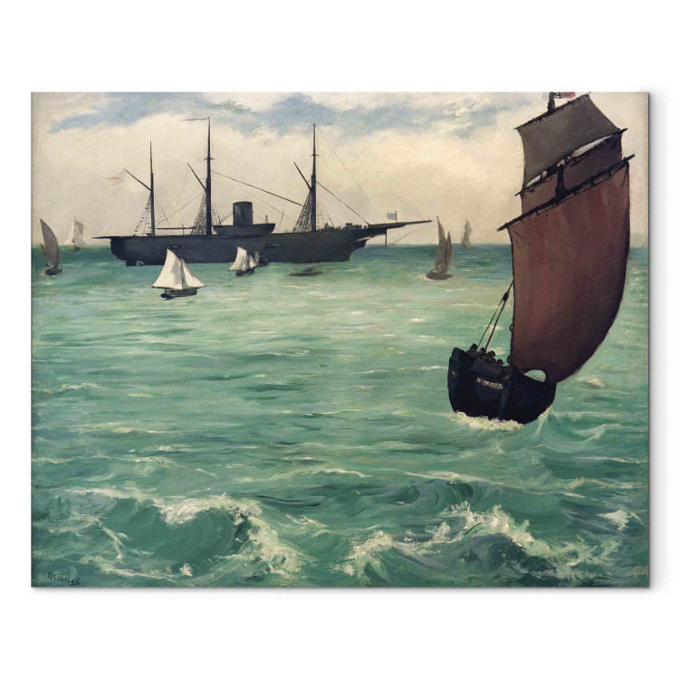 Art Reproduction The U.S.S. Kearsarge at Boulogne-fishing boat with full sails 153394