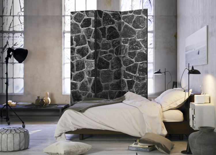 Room Divider Screen Black Stones - architectural texture of black stone mosaic 95994 additionalImage 2