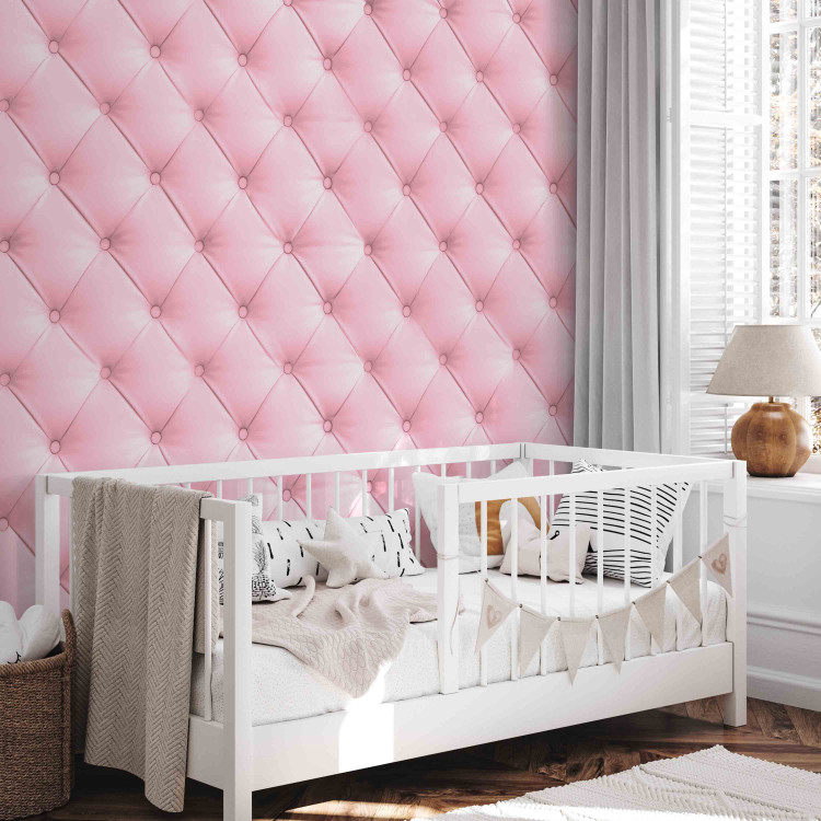 Photo Wallpaper Sweet marshmallow - textured composition in pink leather with quilting 97094 additionalImage 5