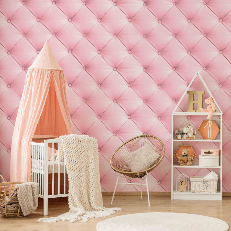 Photo Wallpaper Sweet marshmallow - textured composition in pink leather with quilting 97094 additionalImage 6