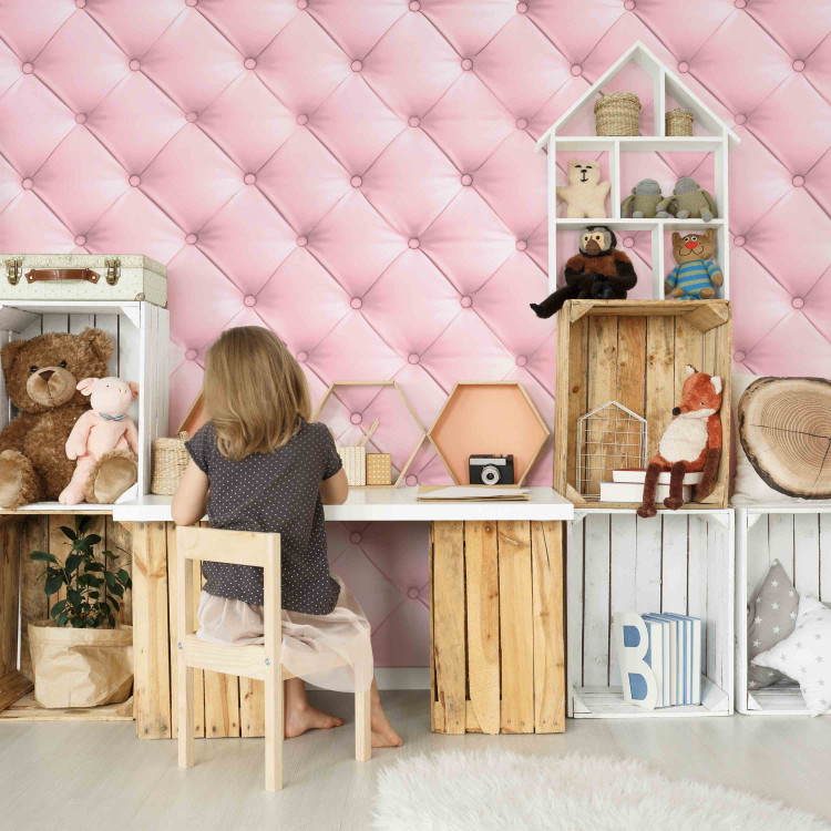 Photo Wallpaper Sweet marshmallow - textured composition in pink leather with quilting 97094 additionalImage 4