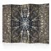 Room Separator Feathers (Brown) II - golden mandala with brown accent on black background 107405