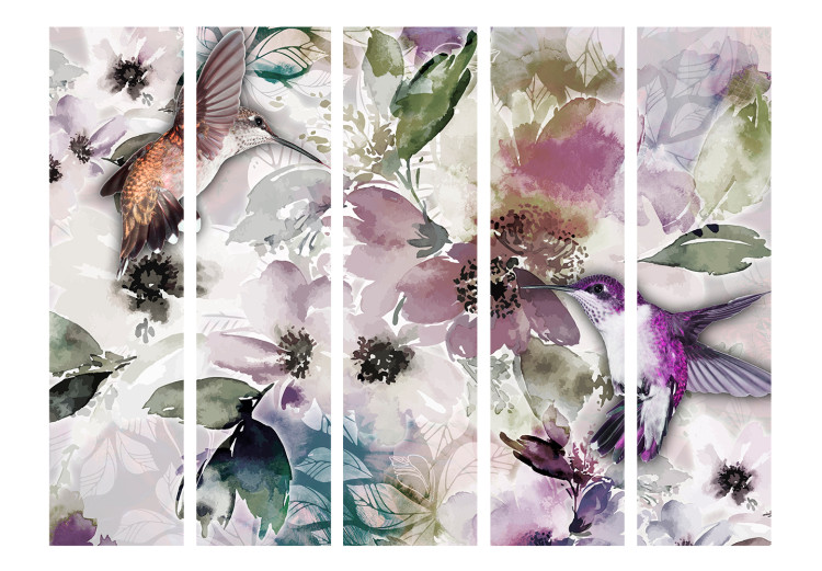 Room Divider Nature in Watercolor II - colorful birds against a watercolor-style flower background 108405 additionalImage 3