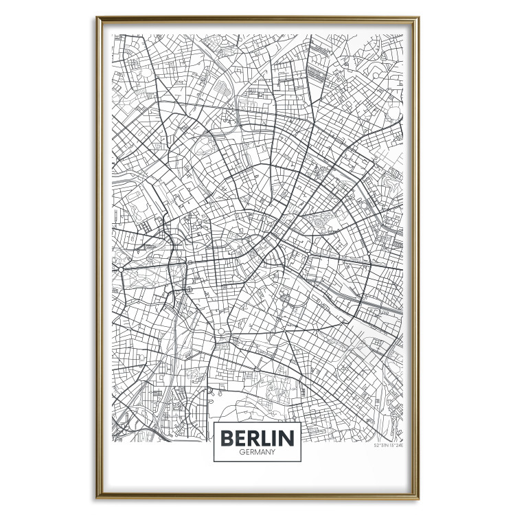 Poster Berlin Map - black and white map of the capital of Germany on a solid background 114405 additionalImage 20