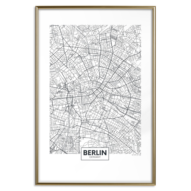 Poster Berlin Map - black and white map of the capital of Germany on a solid background 114405 additionalImage 14