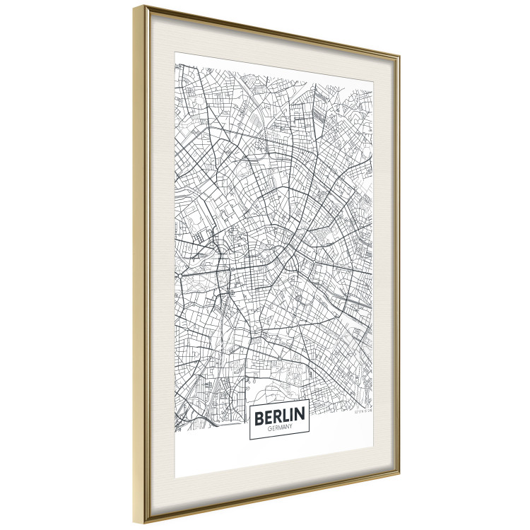 Poster Berlin Map - black and white map of the capital of Germany on a solid background 114405 additionalImage 2