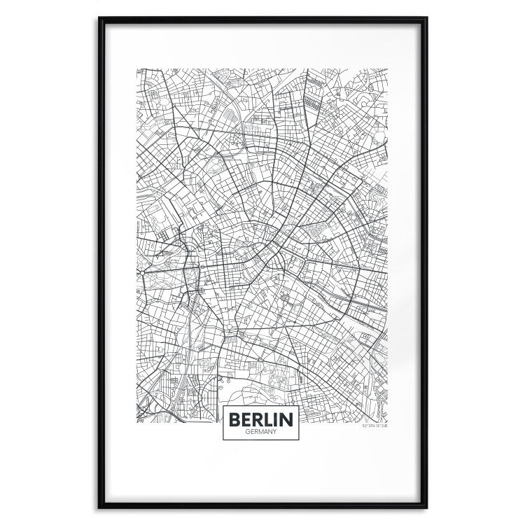 Poster Berlin Map - black and white map of the capital of Germany on a solid background 114405 additionalImage 15