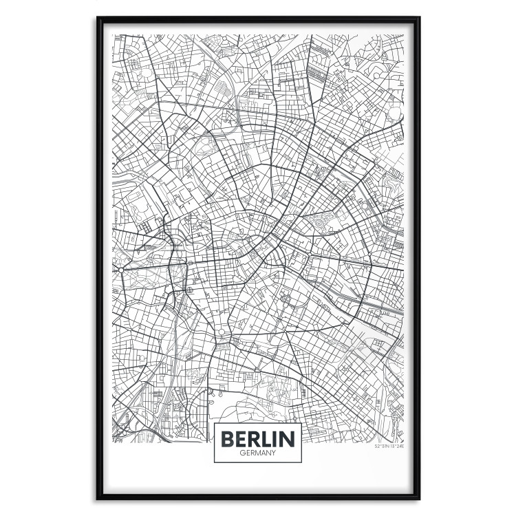 Poster Berlin Map - black and white map of the capital of Germany on a solid background 114405 additionalImage 18