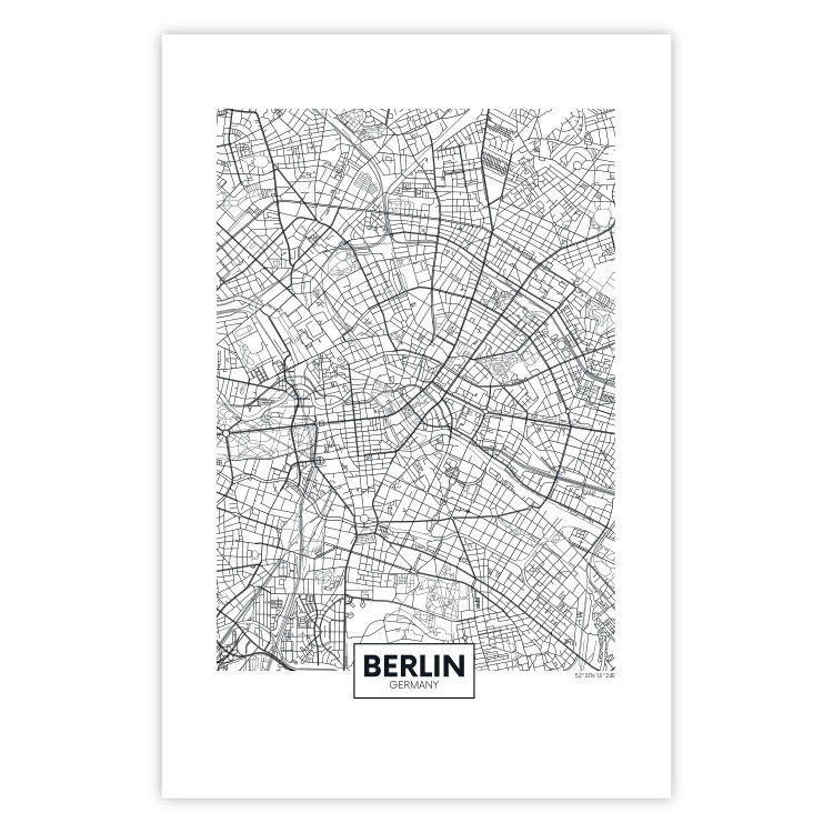 Poster Berlin Map - black and white map of the capital of Germany on a solid background 114405 additionalImage 19
