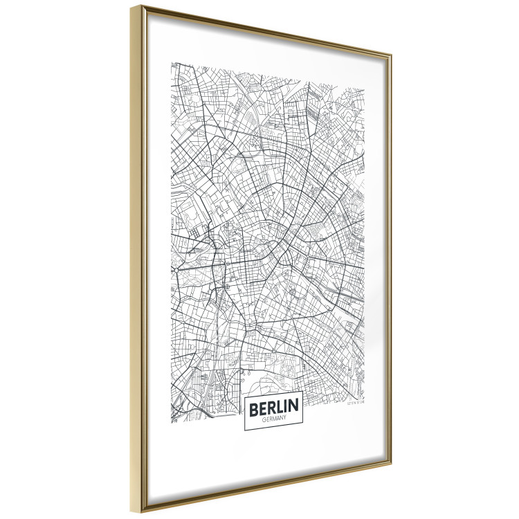 Poster Berlin Map - black and white map of the capital of Germany on a solid background 114405 additionalImage 8