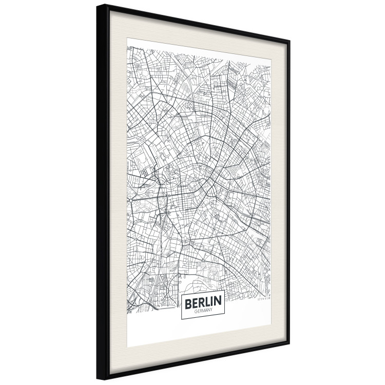 Poster Berlin Map - black and white map of the capital of Germany on a solid background 114405 additionalImage 3