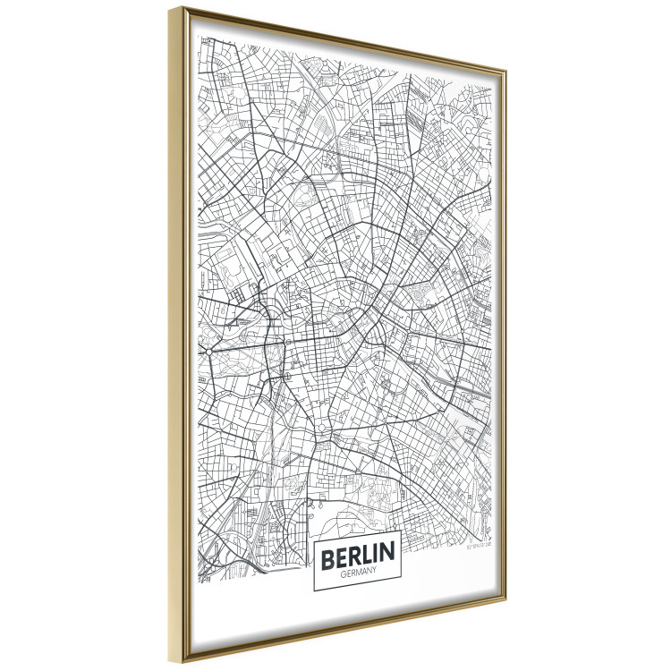 Poster Berlin Map - black and white map of the capital of Germany on a solid background 114405 additionalImage 12
