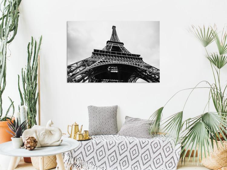 Canvas Paris Icon (1-part) - Black and White Architecture of Eiffel Tower 114905 additionalImage 3