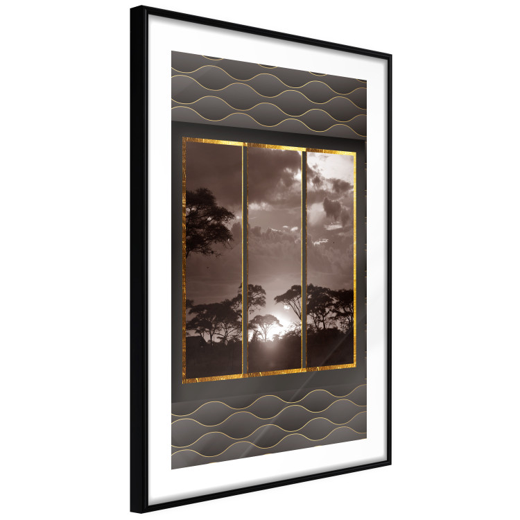 Poster Clouds over the savannah - African evening landscape on patterned background 115005 additionalImage 11