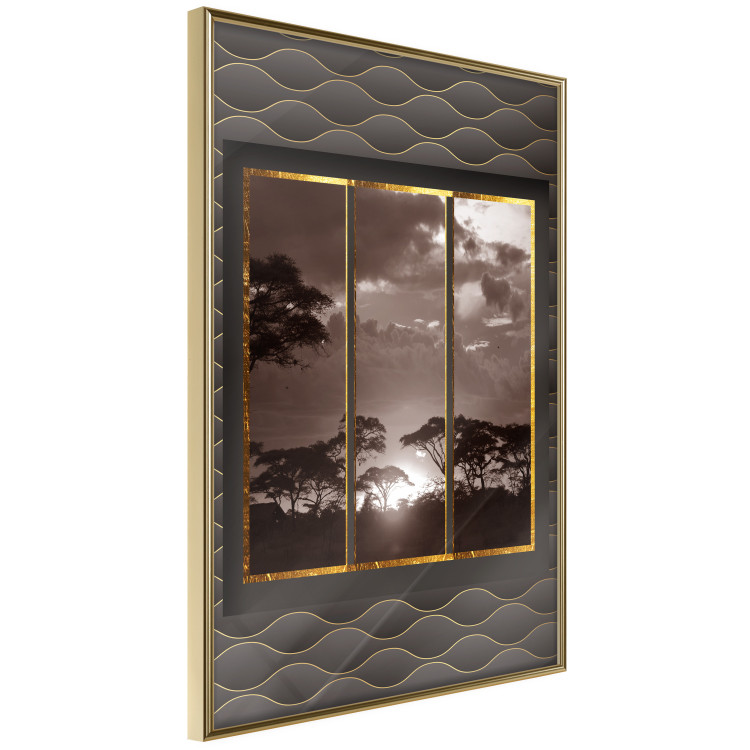 Poster Clouds over the savannah - African evening landscape on patterned background 115005 additionalImage 12