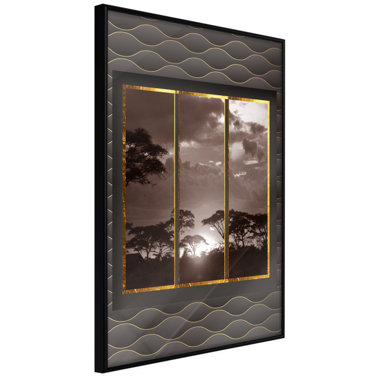 Poster Clouds over the savannah - African evening landscape on patterned background 115005 additionalImage 10