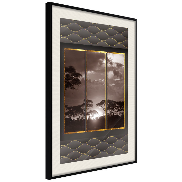Poster Clouds over the savannah - African evening landscape on patterned background 115005 additionalImage 3