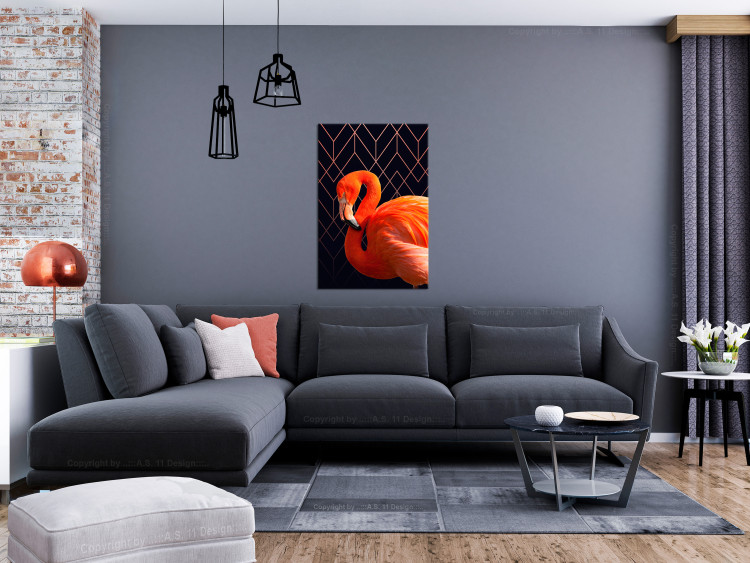 Canvas Print Expressive Bird (1-part) - Flamingo Against Geometric Figures 115305 additionalImage 3