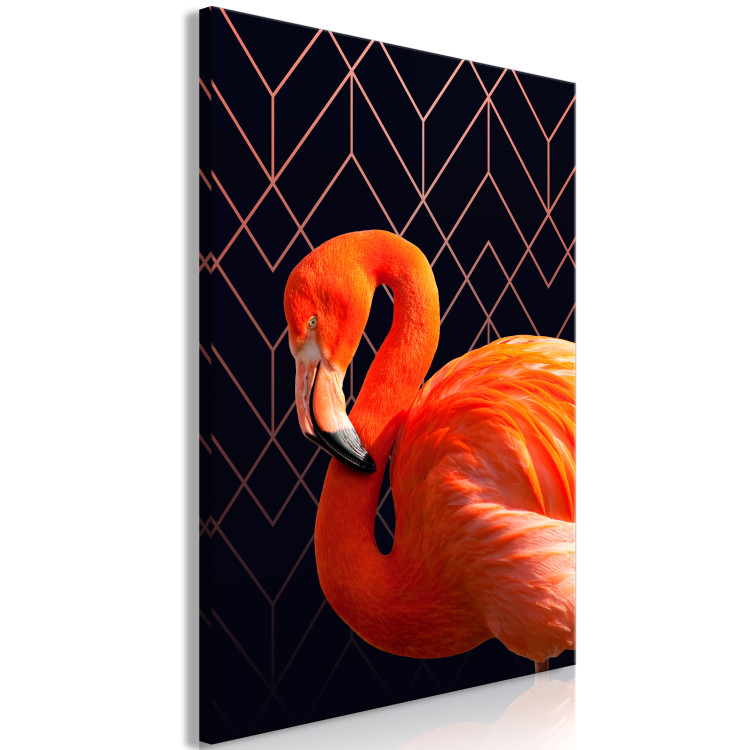 Canvas Print Expressive Bird (1-part) - Flamingo Against Geometric Figures 115305 additionalImage 2