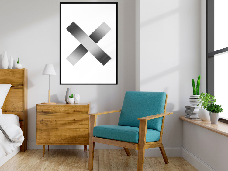 Poster Crosses on White - black and white geometric abstract composition 116605 additionalImage 3