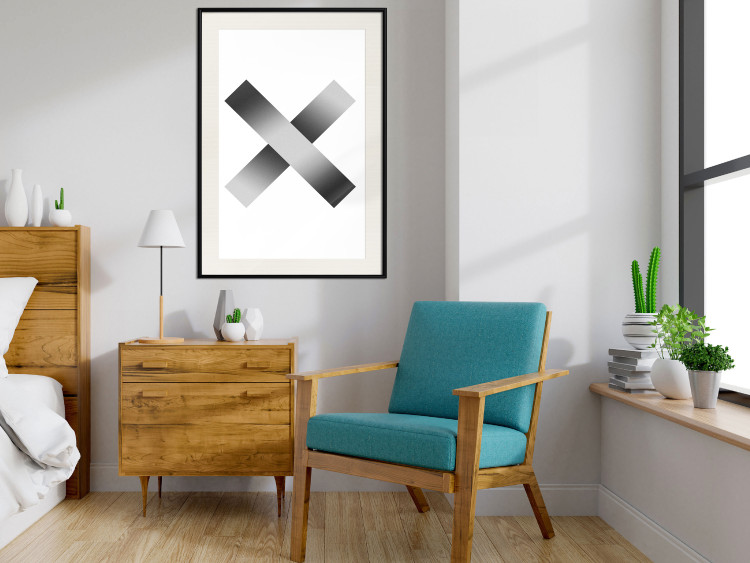 Poster Crosses on White - black and white geometric abstract composition 116605 additionalImage 22