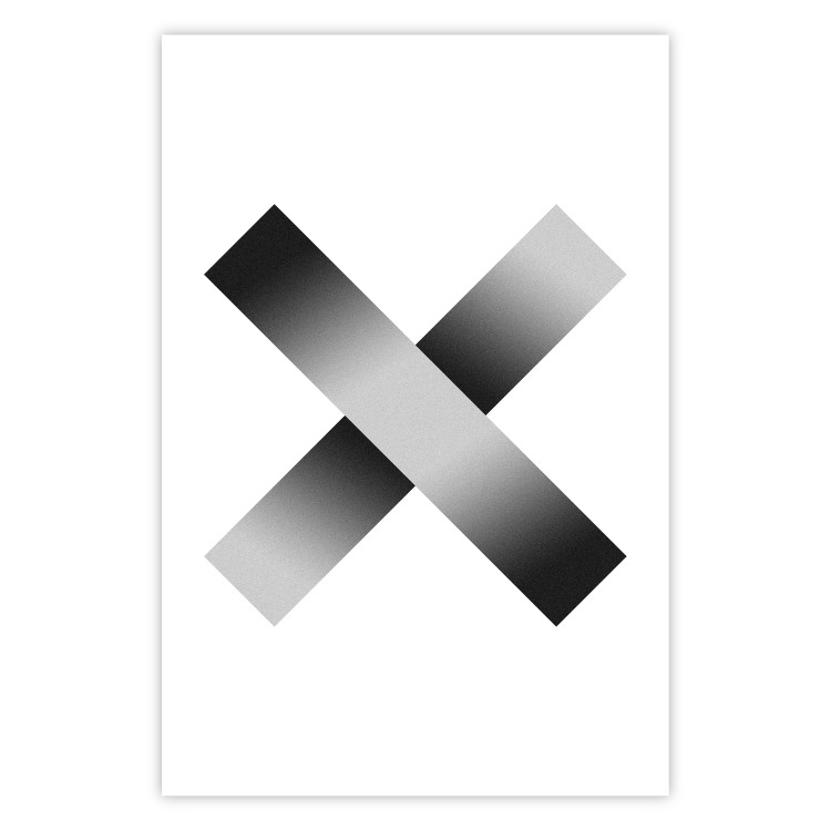 Poster Crosses on White - black and white geometric abstract composition 116605