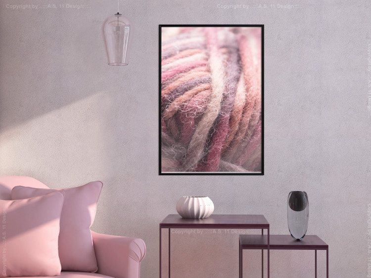 Wall Poster Yarn - colorful composition with natural fiber in shades of pink 116705 additionalImage 3