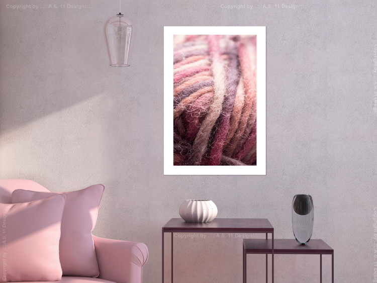 Wall Poster Yarn - colorful composition with natural fiber in shades of pink 116705 additionalImage 2