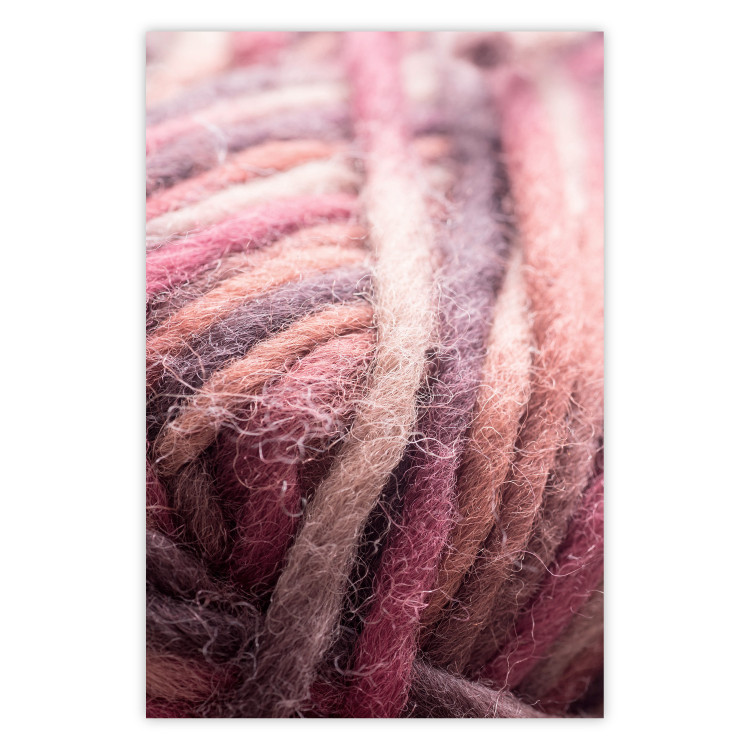 Wall Poster Yarn - colorful composition with natural fiber in shades of pink 116705