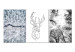 Canvas Winter triptych - geometric deer and snow-covered trees 117105