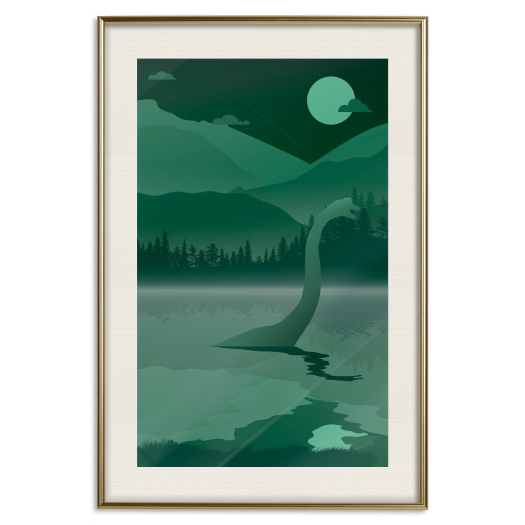 Wall Poster Loch Ness - green fantasy with a dinosaur in the water and mountains in the background 118005 additionalImage 19