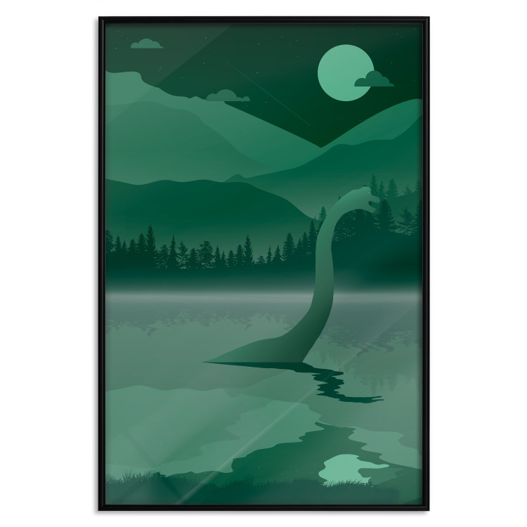 Wall Poster Loch Ness - green fantasy with a dinosaur in the water and mountains in the background 118005 additionalImage 24
