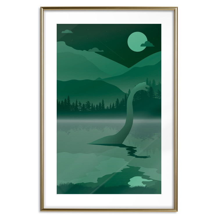 Wall Poster Loch Ness - green fantasy with a dinosaur in the water and mountains in the background 118005 additionalImage 14