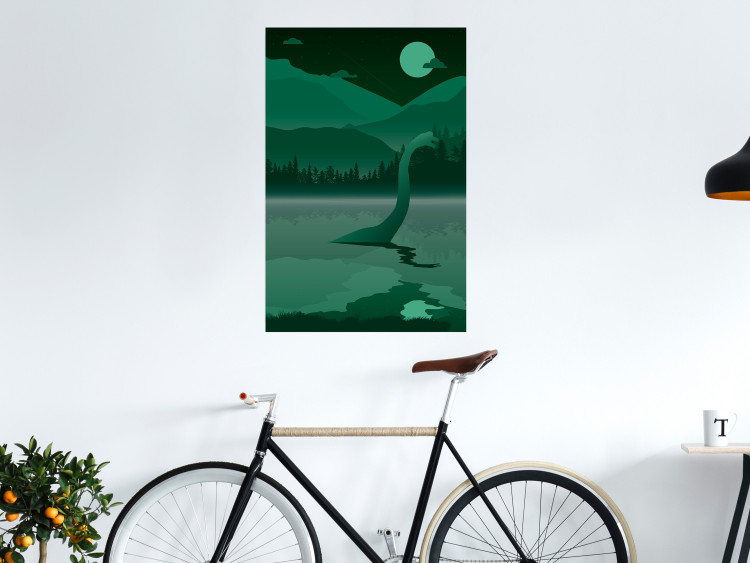 Wall Poster Loch Ness - green fantasy with a dinosaur in the water and mountains in the background 118005 additionalImage 23