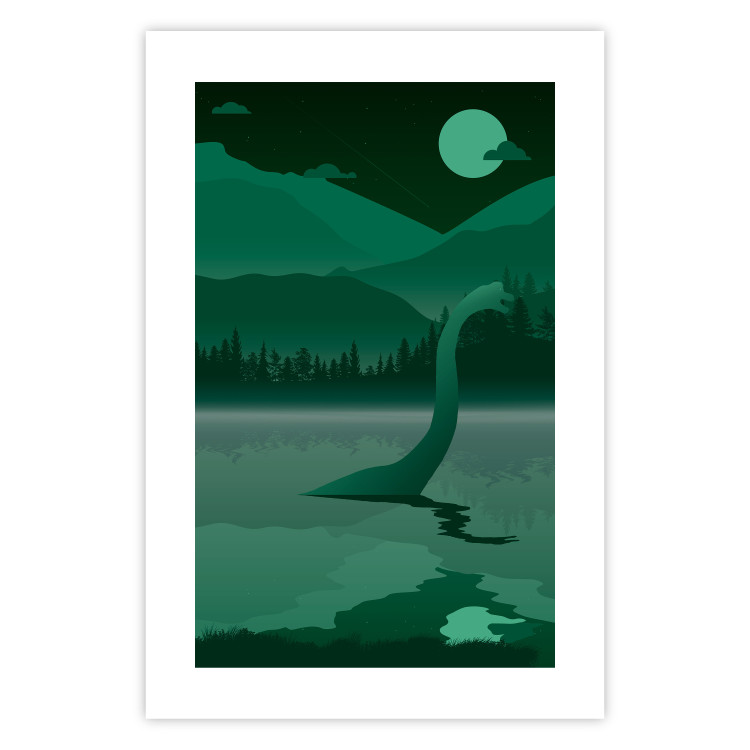 Wall Poster Loch Ness - green fantasy with a dinosaur in the water and mountains in the background 118005 additionalImage 25