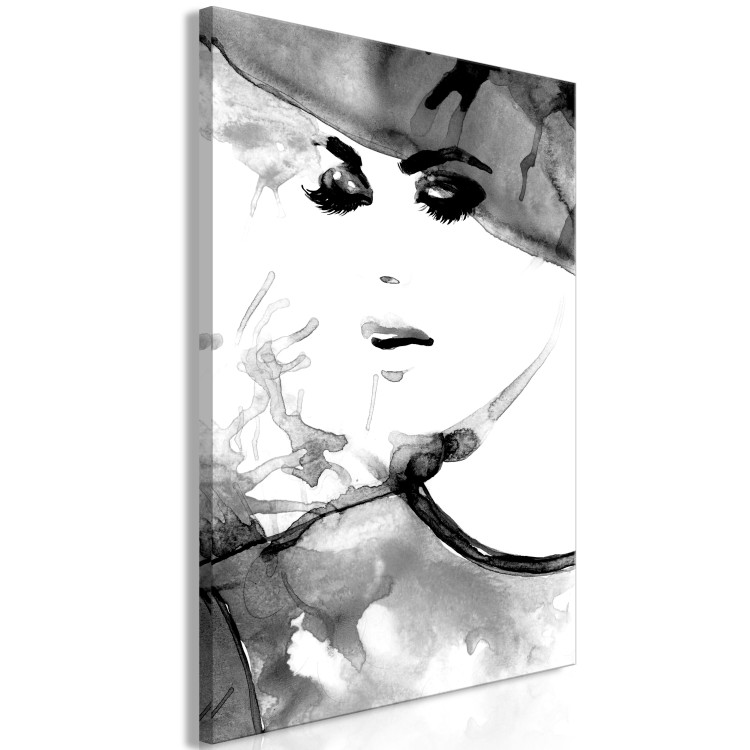 Canvas Stylish Woman (1-part) - Portrait Outline in Black and White 123405 additionalImage 2
